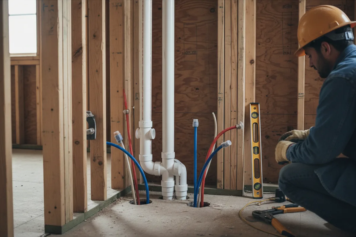 Drain and supply rough-in during Leak Detection in Davis