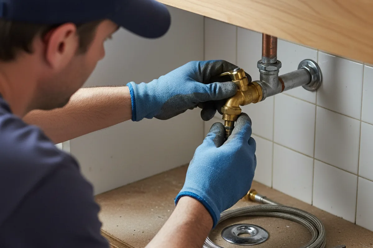 Shutoff valve and fitting work during Well Pump Repair in Davis